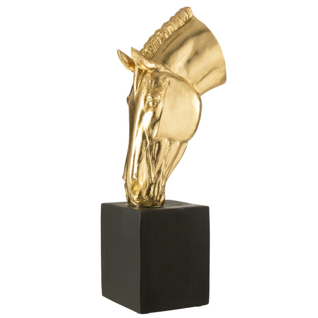 J-Line Paard op voet Mgo goudkleurig/zwart groot