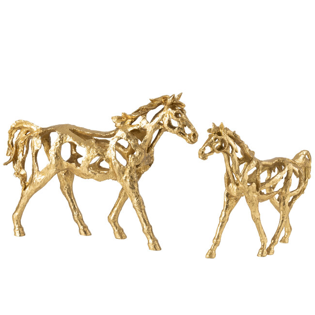 J-Line Paard Rennend Polyresin Goudkleurig Groot