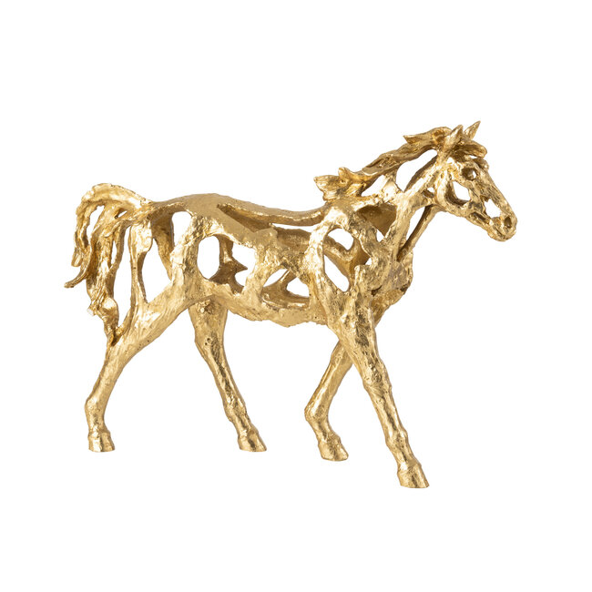 J-Line Paard Rennend Polyresin Goudkleurig Groot