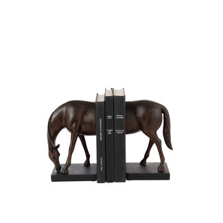 J-Line Set van 2 boekensteunen paard polyresin donkerbruin