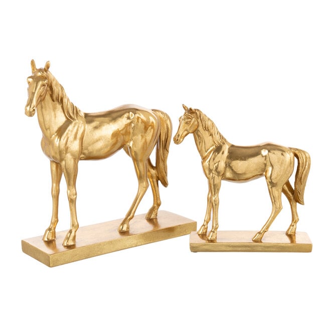 J-Line Paard op voet Polyresin goudkleurig groot