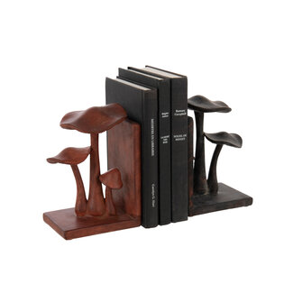 J-Line Set van 2 boekensteunen in polyresin roestbruin/zwart