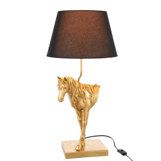J-Line Tafellamp Paardenfront Polyresin Goudkleurig/Zwart