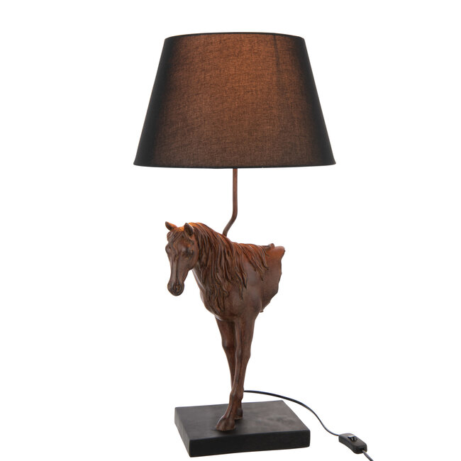 J-Line Tafellamp Paardenfront Polyresin Donkerbruin
