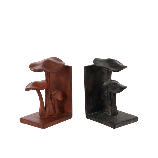 J-Line Set van 2 boekensteunen in polyresin roestbruin/zwart