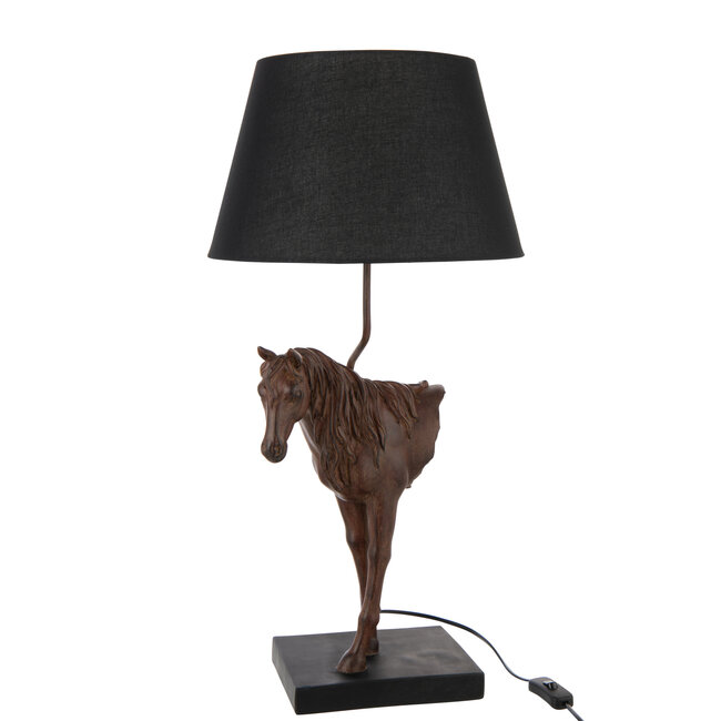 J-Line Tafellamp Paardenfront Polyresin Donkerbruin