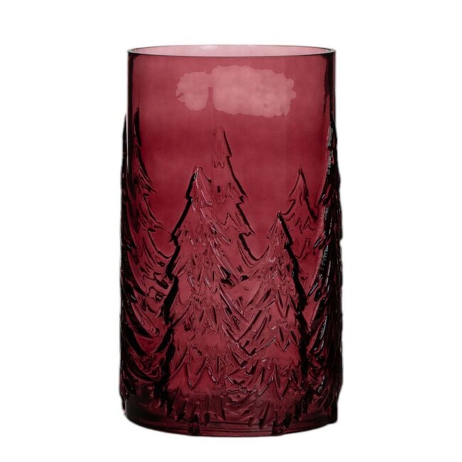 Mars & More Cilinder met boommotief rood h26 d16cm