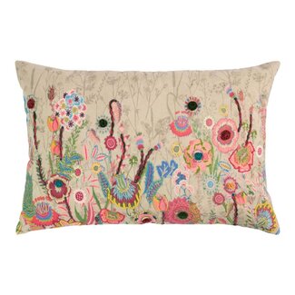 Mars & More Kussen geborduurd met wilde bloemen kleurrijke mix 40x60cm