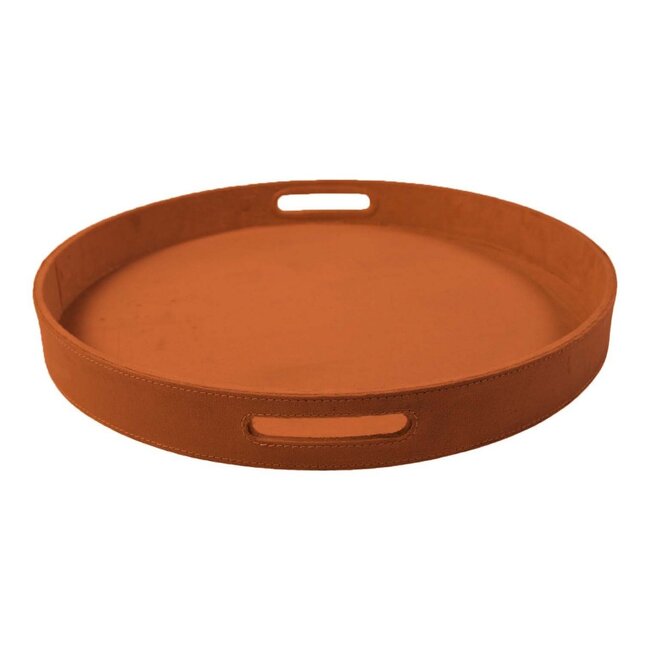 Mars & More Dienbladen rond fluweel terra oranje dia 30, 38, 45 cm (set of 3)