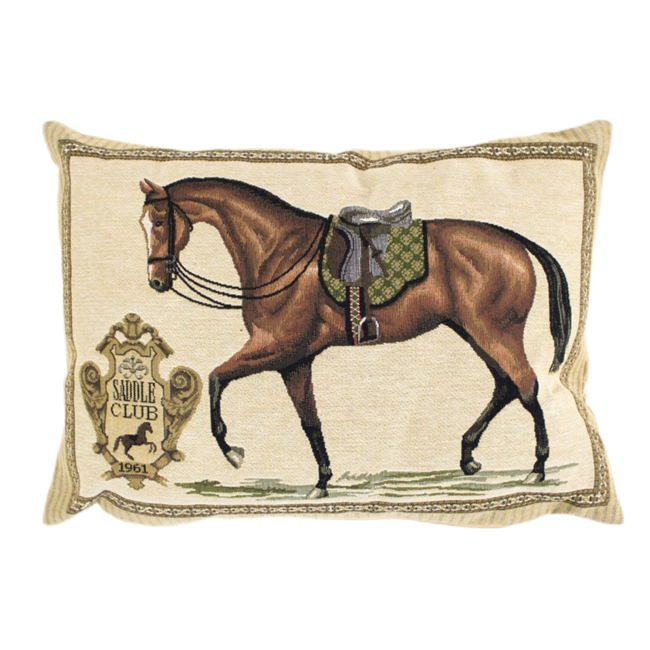 Mars & More gobelin kussen paard zadel groen 30x45cm