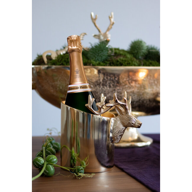 Mars & More wijnkoeler hert half champagne goud small