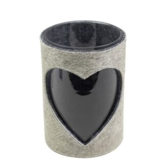 Mars & More windlicht koe hart grijs 20cm