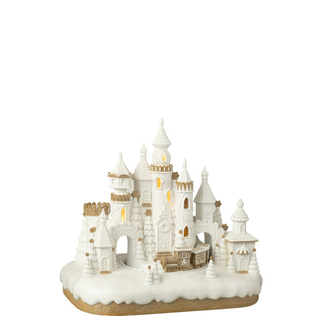 J-Line Peperkoekenkasteel + Trein Limepowder Beige/Wit