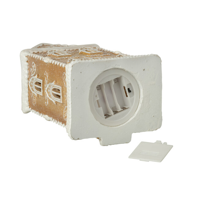 J-Line Peperkoek Led Huisje Limepowder Beige/Wit