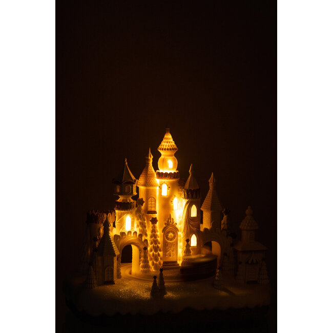 J-Line Peperkoekenkasteel + Trein Limepowder Beige/Wit