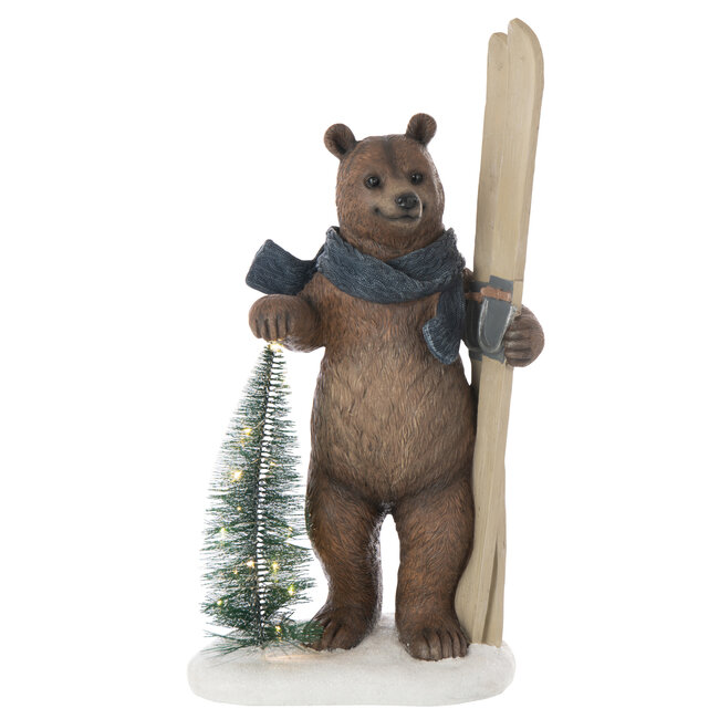 J-Line Bear Led Tree + Ski Limepowder Veelkleurig
