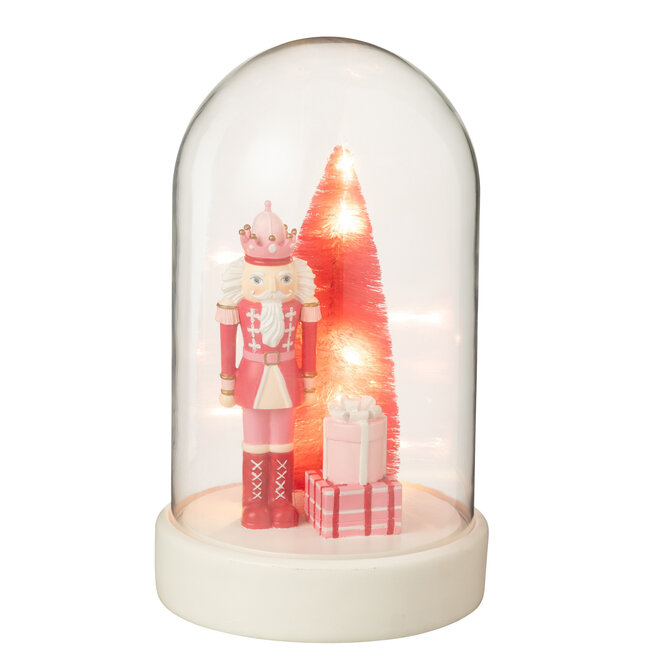 J-Line Decoratieve stolp Led Notenkraker + Boom + Cadeaus Limepowder Wit/Roze