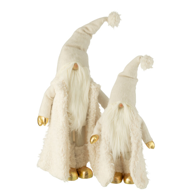 J-Line Gnome Lange Jas Textiel Crème/Goud Groot