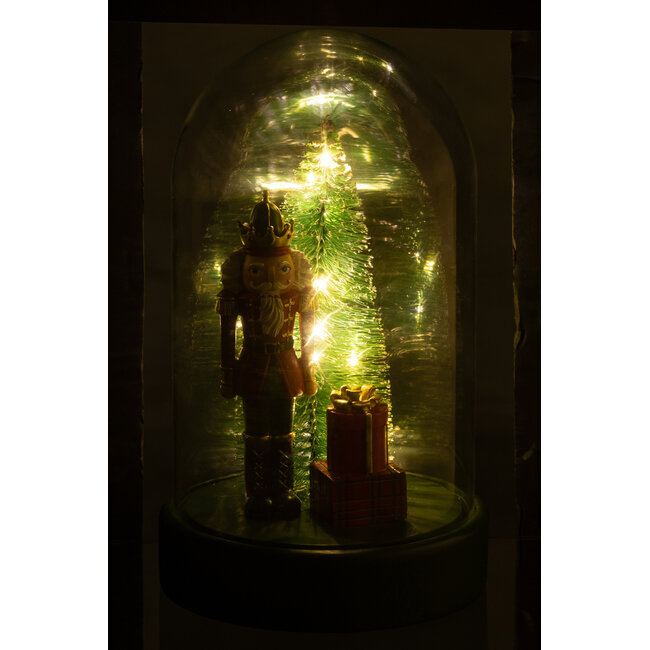 J-Line Decoratieve stolp Led Notenkraker + Boom + Cadeaus Limepowder Kerst Rood/Donkergroen