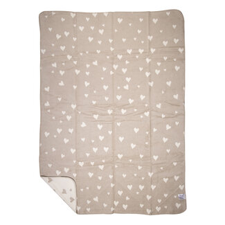 Mars & More plaid hartjes all over beige 130x180cm