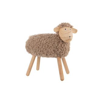 J-Line Schaap Decoratief Beukenhout/Imitatiebont Naturel/Beige Groot