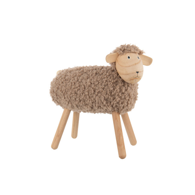 J-Line Schaap Decoratief Beukenhout/Imitatiebont Naturel/Beige Groot