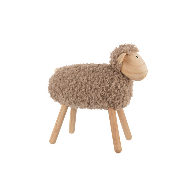 J-Line Schaap Decoratief Beukenhout/Imitatiebont Naturel/Beige Groot