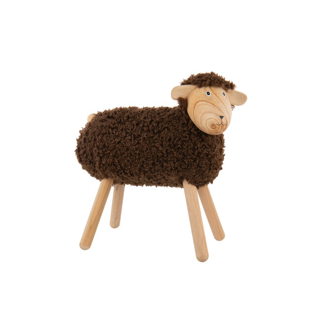 J-Line Schaap Decoratief Beukenhout/Imitatiebont Naturel/Donkerbruin Groot