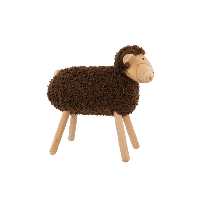 J-Line Schaap Decoratief Beukenhout/Imitatiebont Naturel/Donkerbruin Groot