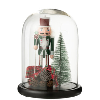 J-Line Decoratieve stolp Notenkraker Glas Kerst Rood/Donkergroen Groot
