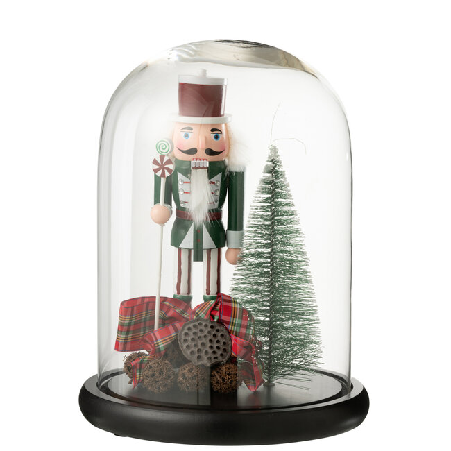 J-Line Decoratieve stolp Notenkraker Glas Kerst Rood/Donkergroen Groot