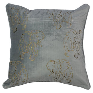 Mars & More *kussen fluweel grijs olifant 45x45cm*