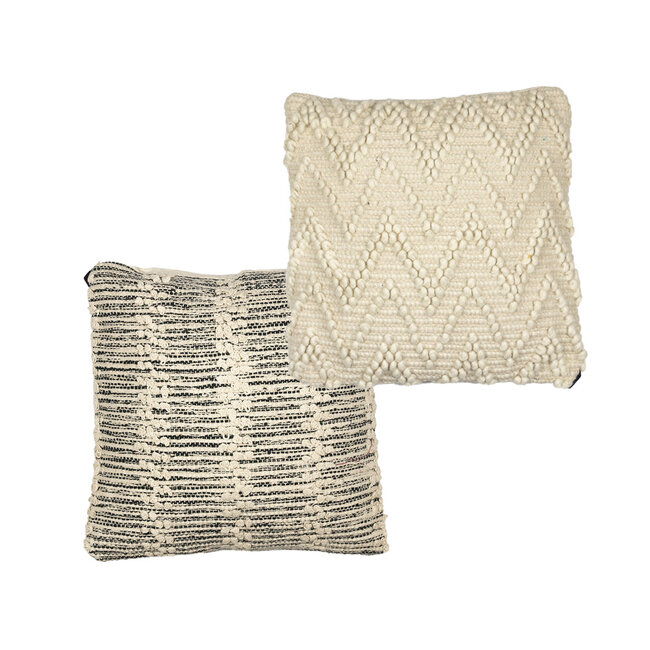 Mars & More *kussen katoen wol streep grijs/wit 40x40cm*