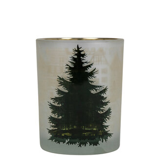 Mars & More Theelichthouder huisjes en dennenboom medium 12cm