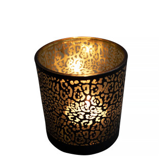 Mars & More Theelichthouder jaguar print mat zwart medium 12cm