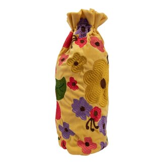 Mars & More Wijn fles hoes Joy geel h37 x 12cm