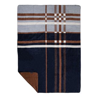 Mars & More Plaid Grote ruit blauw bruin xl 150x200cm