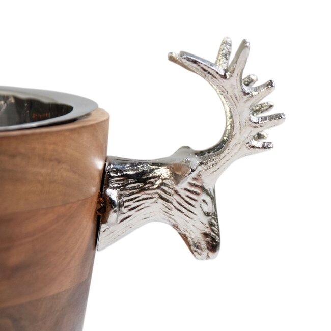 Mars & More Champagne Koeler hert hout zilver 30x42x26cm