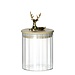 Mars & More Canister Jar Glass Wooden lid Deer h10,5 d9