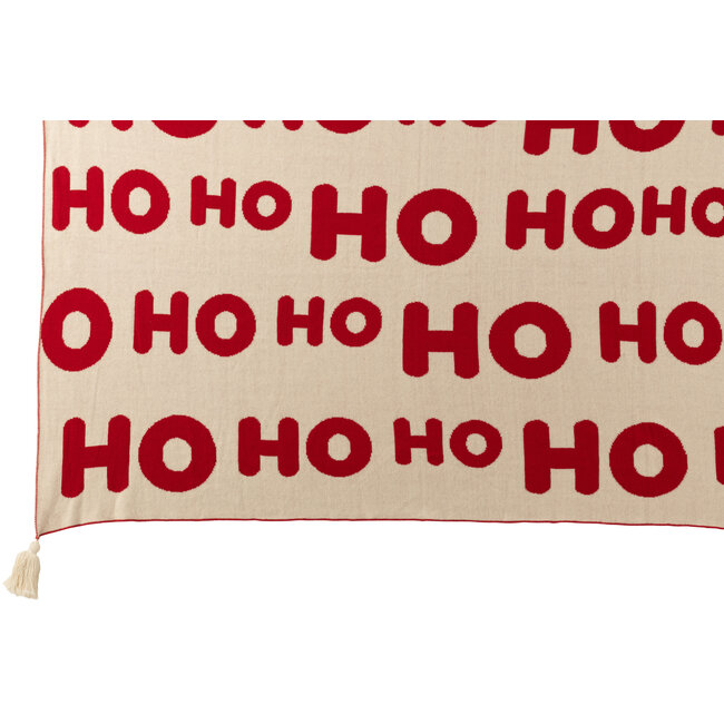 J-Line Deken Hohoho Polyester Kerst Rood/Wit