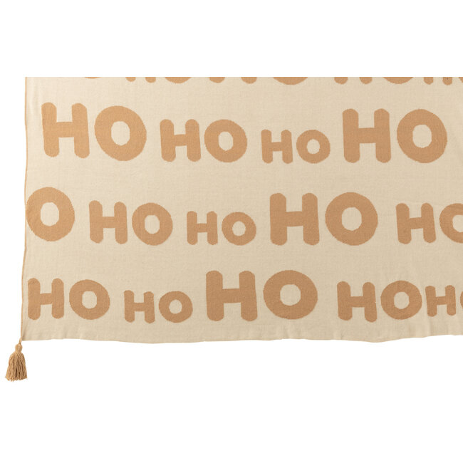 J-Line Deken Hohoho Polyester Wit/Beige