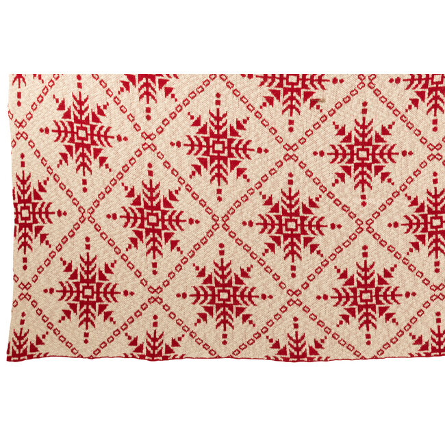 J-Line Deken Sneeuwvlokken Katoen Wit/Wit