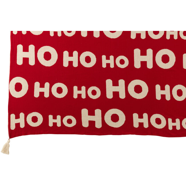 J-Line Deken Hohoho Polyester Kerst Rood/Wit