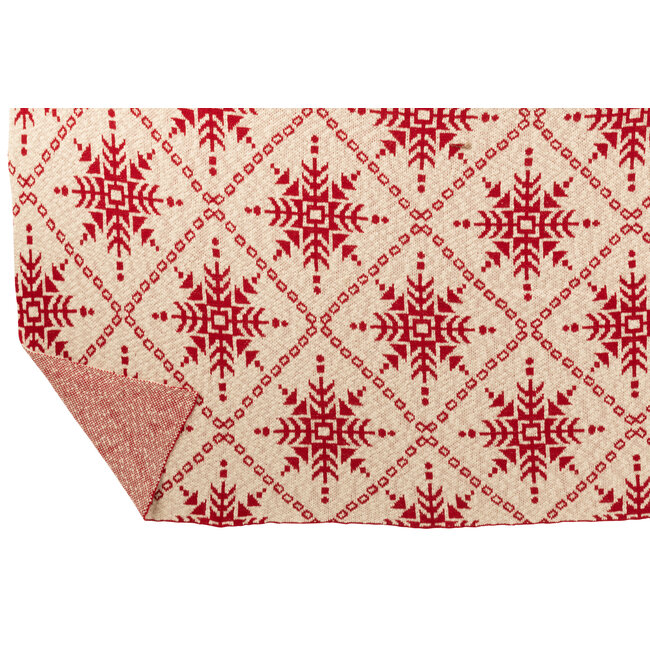 J-Line Deken Sneeuwvlokken Katoen Wit/Wit