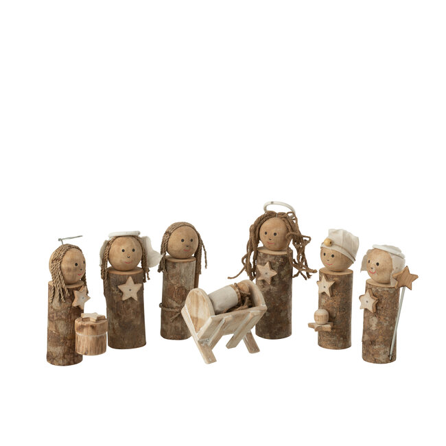 J-Line Kerstboomstam Albasia Hout Donkerbruin/Natuurlijk