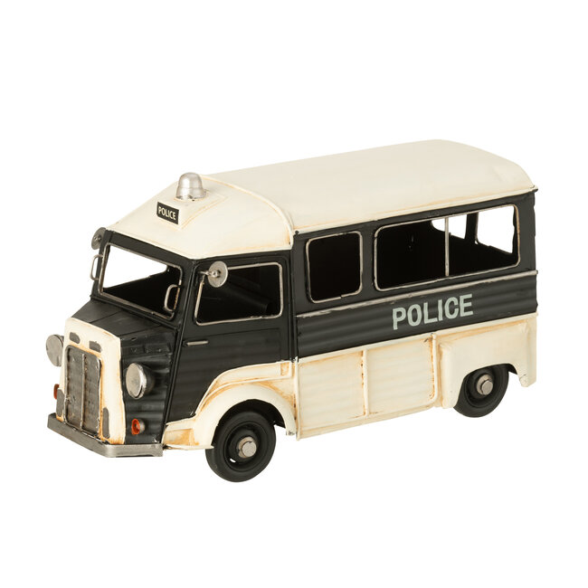 J-Line Politiebus antiek metaal zwart/gebroken wit