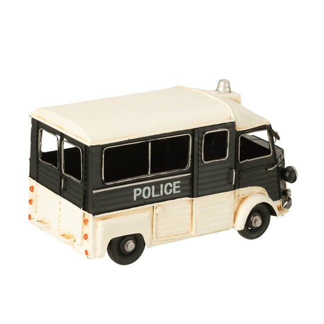 J-Line Politiebus antiek metaal zwart/gebroken wit