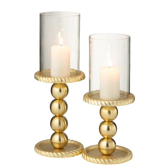 J-Line Kaarsenhouder Aluminium Goudkleurig Groot