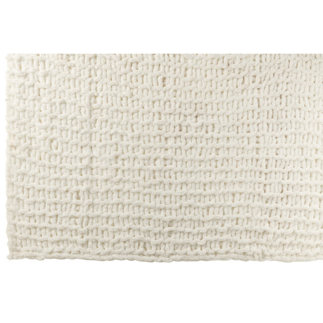J-Line Deken gebreid polyester wit