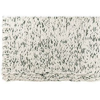 J-Line Deken gebreid polyester wit/donkergroen